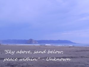 Beach scene with quote